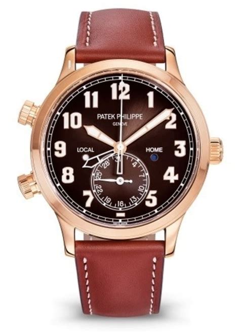 patek philippe calatrava pilot travel time automatic men's watch leather|patek calatrava 5524r 001.